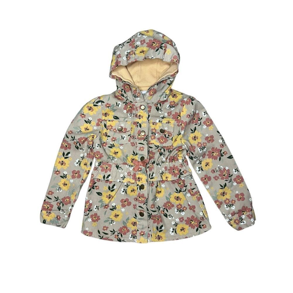Little Lass Girls 6 Floral Button Up Jacket Hooded